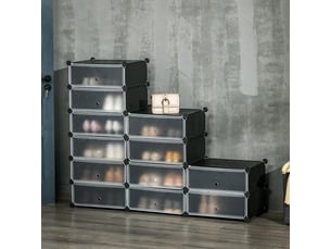 Meuble à chaussures modulable 12 cubes en pp et acier 94x37x108 cm