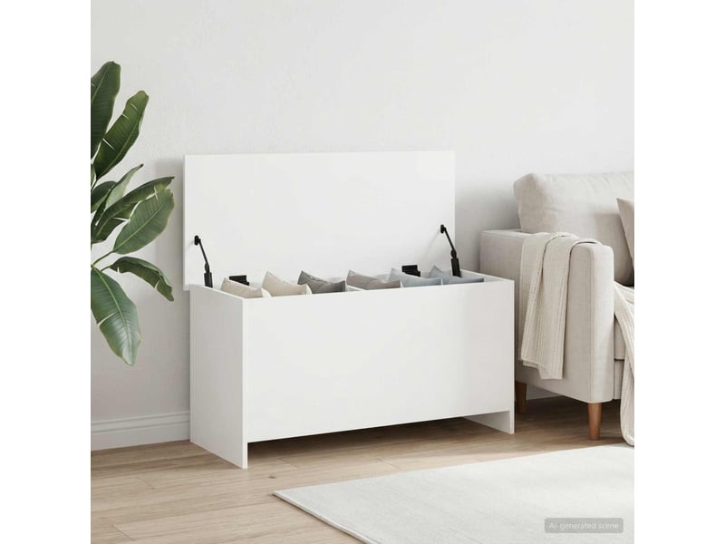 Coffre de rangement blanc 100x40x50 cm bois d'ingénierie  - Conforama B