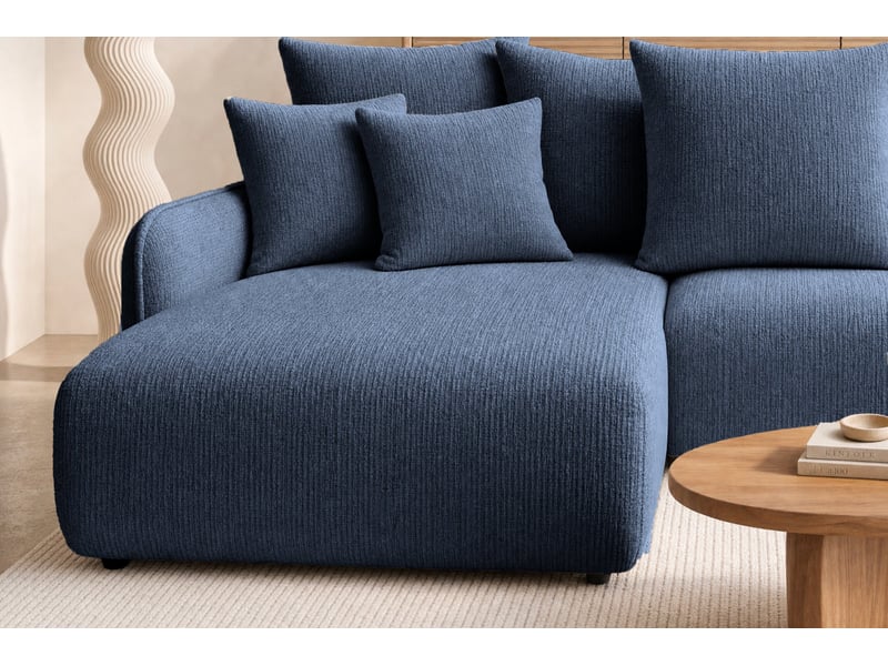  Portofino - canapé d'angle convertible tissu chenille 3 places bleu  - Conforama E