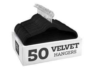 Lot de 10 cintres en velours de qualité supérieure antidérapants et résistant 45 cm avec barre à cravate, crochets pivotants à 360°, robustes pour tenir pulls, vestes et sweats à capuche(noir)