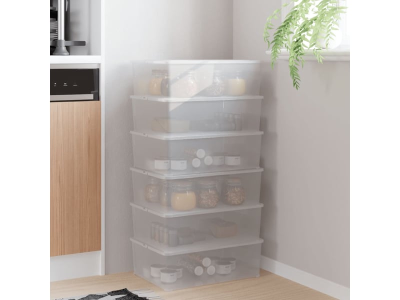  Boîtes de rangement en plastique 6 pcs 10 l empilables  - Conforama B