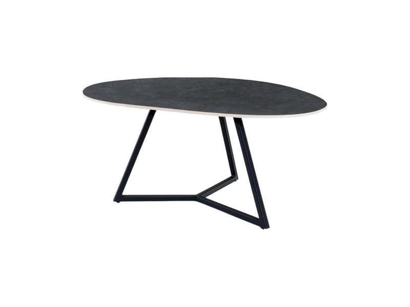  Table basse petrano 70 cm en céramique gris anthracite et métal noir – forme organique  - Conforama A