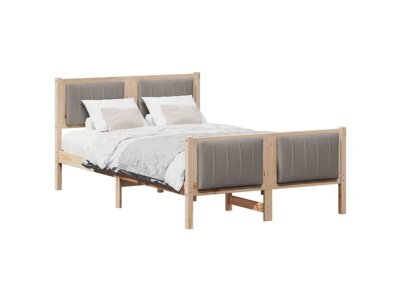 Lit double- lit adulte - cadre de lit marron et taupe 120 x 190 cm bois massif en pin - Conforama B