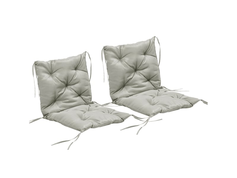  Set de 2 coussins de chaise 98x50 cm avec liens de fixation revêtement en tissu gris clair  - Conforama A