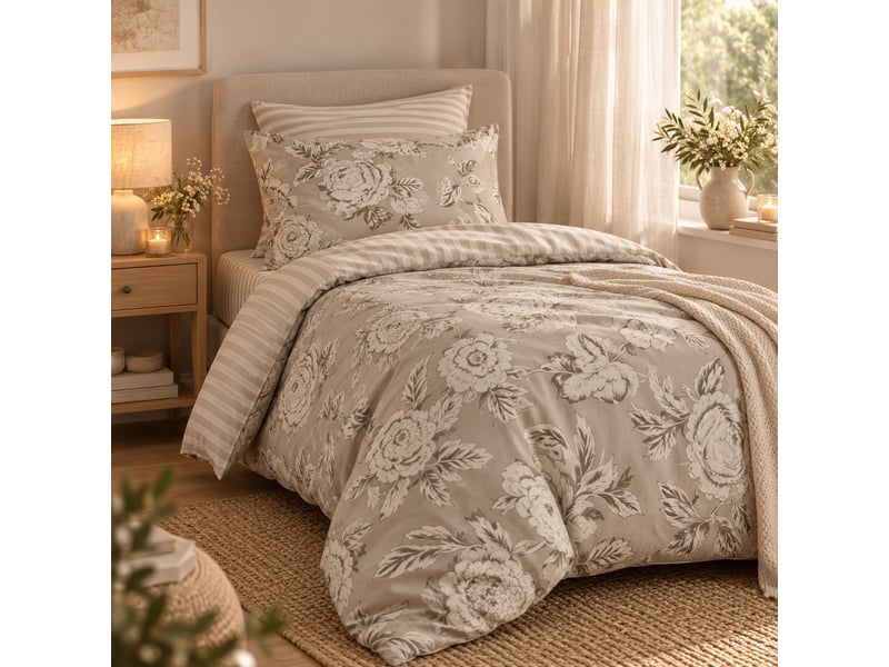  Housse de couette 140 x 200 cm 100% coton 57 fils imprimé nora 15141 - Conforama A