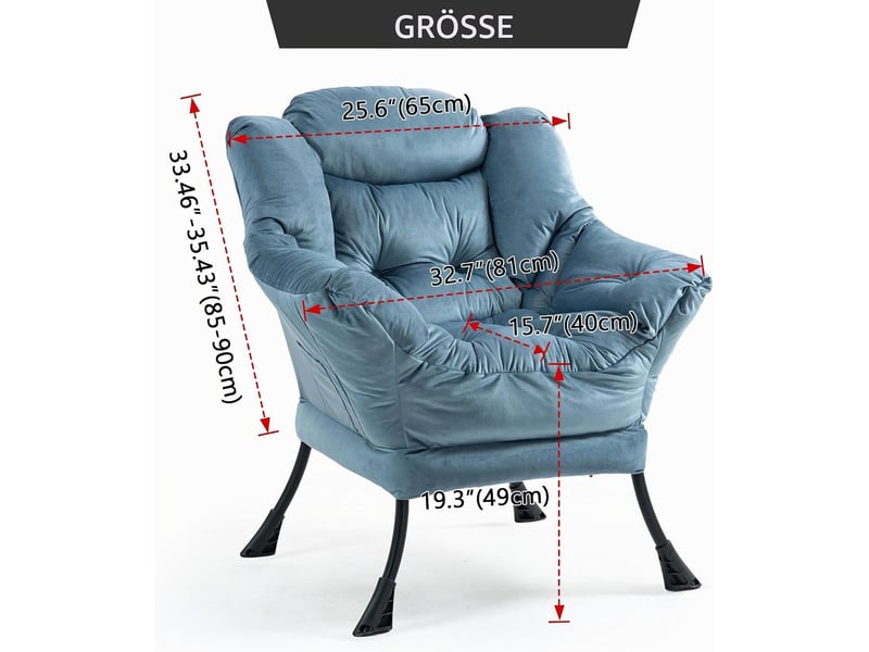  Fauteuil relaxant ergonomique en métal bleu clair  - Conforama E
