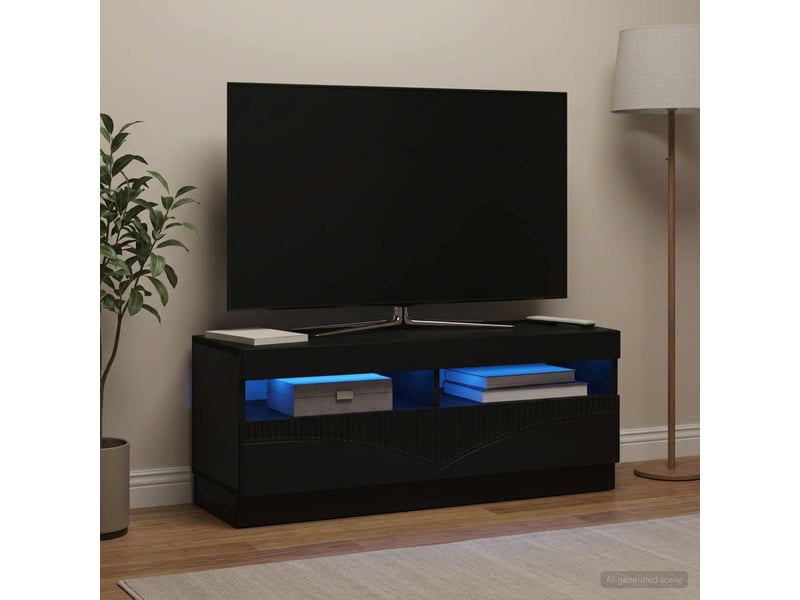  Meuble tv - banc tv - meuble de rangement led noir bois d'ingénierie  - Conforama B