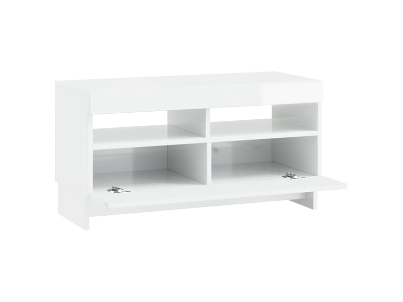 Meuble tv - banc tv - meuble de rangement led blanc brillant bois d'ingénierie - Conforama E
