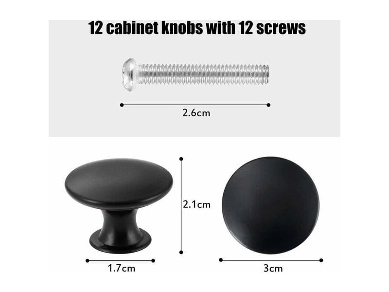  Paquet de 24 poignées rondes noires de 30 mm, poignées élégantes et anciennes pour meubles  - Conforama C
