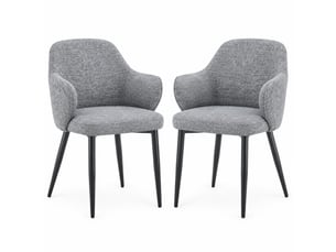 Lot de 2 chaises de salle à manger,53x56,5x83 cm,tissu et métal noir,gris