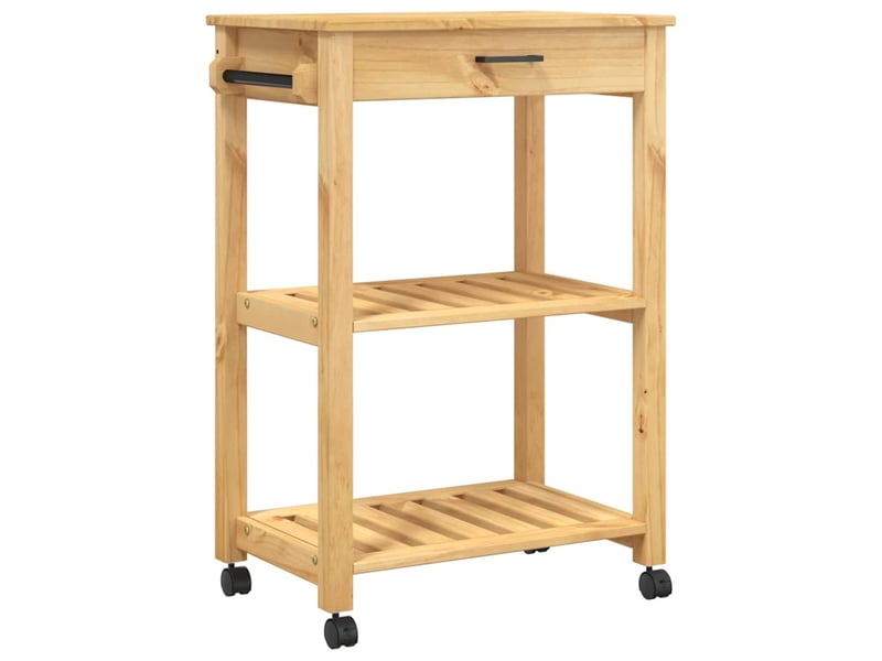 Desserte de cuisine, chariot de rangement monza 60x40x88,5 cm bois massif de pin shl64867 - Conforama A