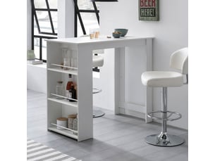 Table de bar avec rangements 120x60x108 cm blanc