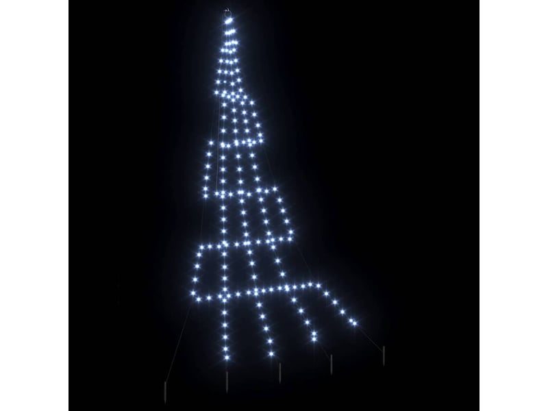  Arbre de noël, sapin de noël led avec piquets au sol blanc froid 306 cm métal  - Conforama D