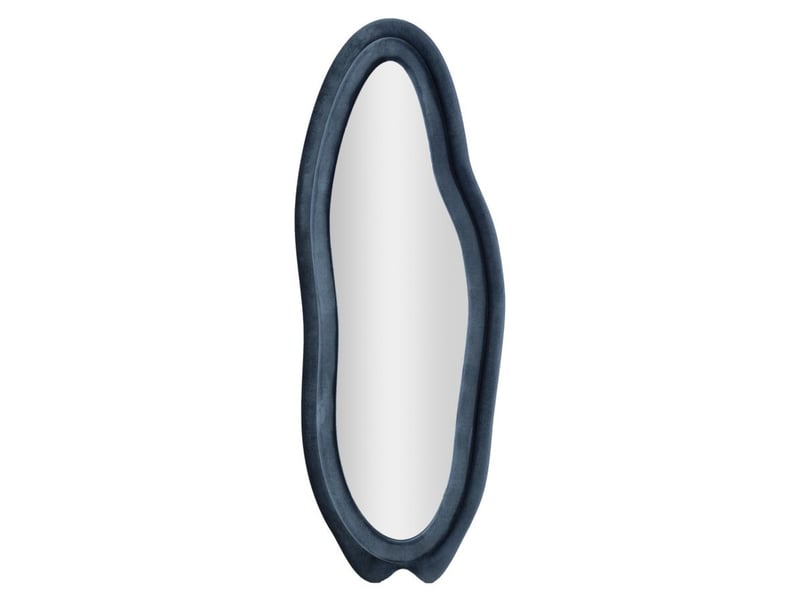  Miroir mural chanele de forme organique en velours bleu 67x166 cm  - Conforama A