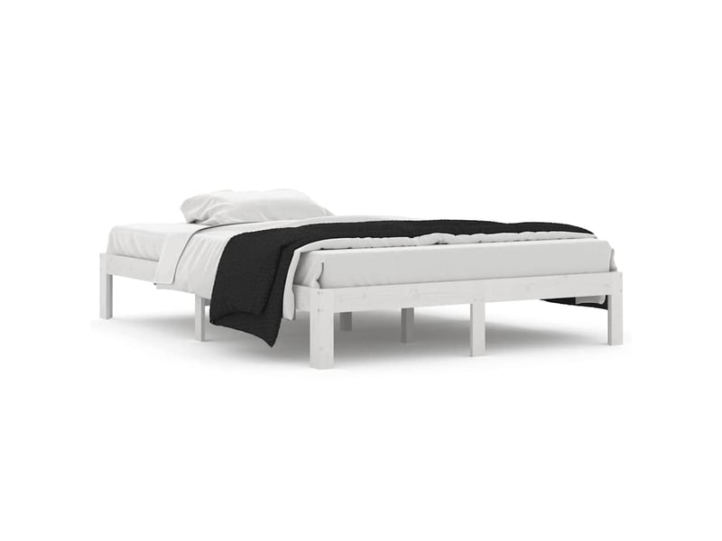  Lit double- lit adulte -  cadre de lit sans matelas blanc bois de pin massif 140x200 cm  - Conforama A