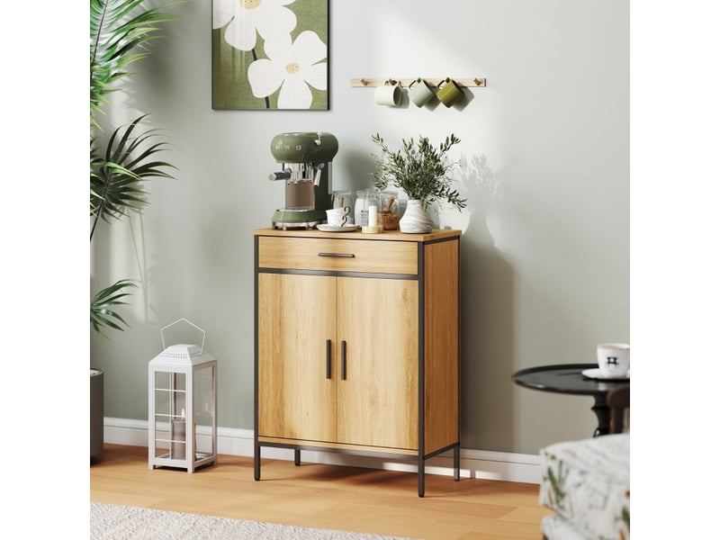  Meuble de rangement de salle de bain 60x30x80 cm – chêne – tiroir et portes à fermeture douce silencieuse  - Conforama B