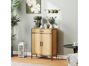Meuble de rangement de salle de bain 60x30x80 cm – chêne – tiroir et portes à fermeture douce silencieuse
