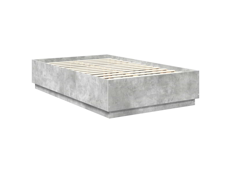 Lit double- lit adulte - cadre de lit gris béton 135 x 190 cm bois d'ingénierie - Conforama D