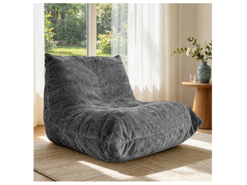  Fauteuil poire modenvie forme chenille volante en flanelle gris 90 x 100 x 80 cm  - Conforama B