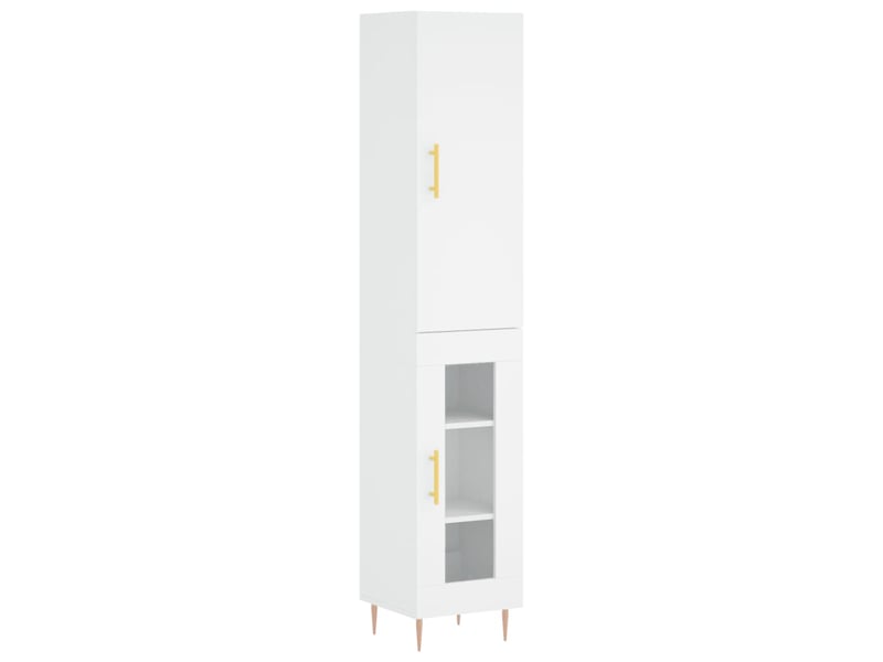  Buffet haut - bahut - meuble de rangement blanc 34,5x34x180 cm bois d'ingénierie  - Conforama A