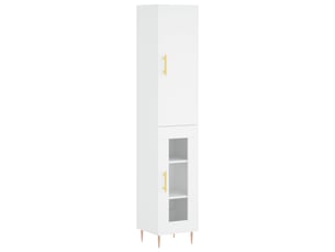 Buffet haut - bahut - meuble de rangement blanc 34,5x34x180 cm bois d'ingénierie