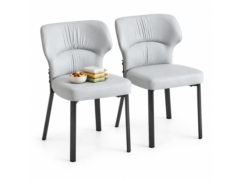 Chaises de salle à manger lot de 2 avec assise et dossier rembourrés  - pieds en métal, pu - gris  - Conforama A