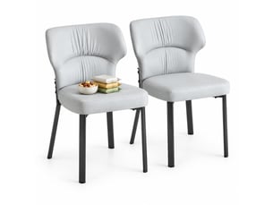 Chaises de salle à manger lot de 2 avec assise et dossier rembourrés  - pieds en métal, pu - gris