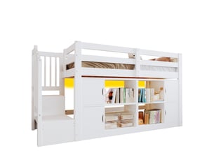 Lit mezzanine 90x200 cm <strong>SAPGAKS</strong>  <strong></strong> coloris blanc