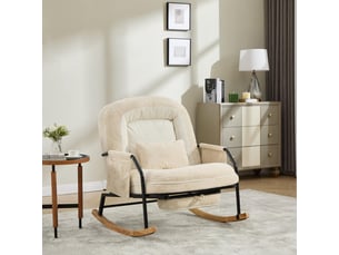 Fauteuil à bascule - 80x87x95 cm - fauteuil à basse moderne avec repose-pieds et dossier réglable - beige