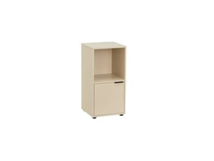 Table de chevet meuble de rangement à 1 niche et 1 porte, coloris greige - longueur 31 x profondeur 29 x hauteur 61 cm
