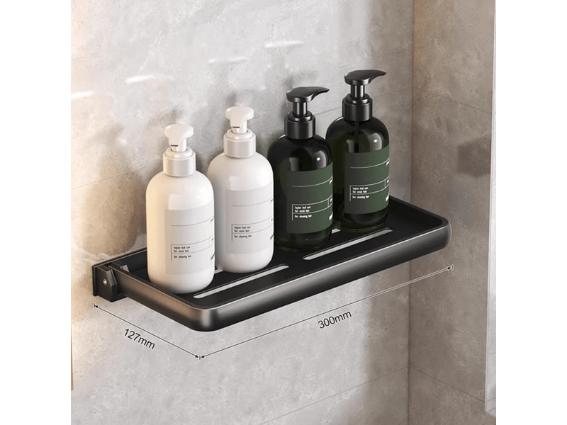  Étagère murale pliable pour salle de bain, convient pour salle de bain, cuisine, camping-car, gris pistolet, 30 cm  - Conforama D