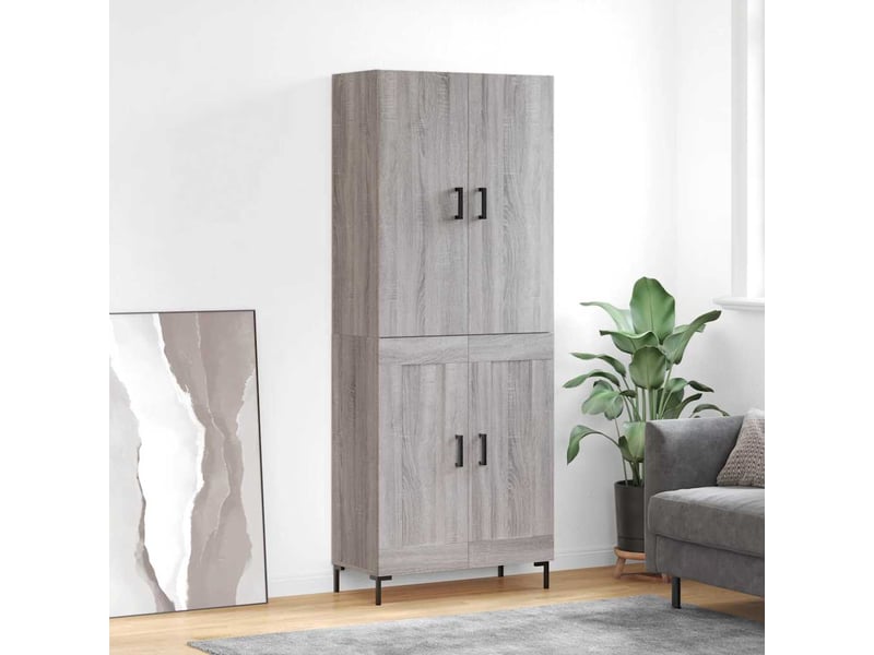  Buffet haut - bahut - meuble de rangement sonoma gris 69,5x34x180 cm bois d'ingénierie  - Conforama B