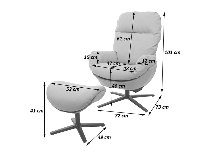  Fauteuil relax + pouf hwc-l12, fauteuil tv fauteuil à bascule fonction bascule, pivotant, métal tissutextile - bordeaux  - Conforama B