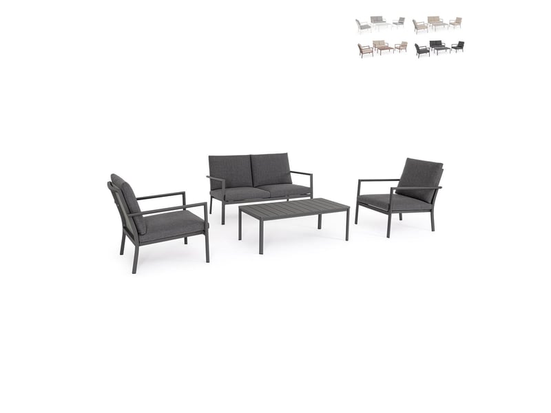  Salon de jardin moderne chaises canapé table basse en aluminium konnor - anthracite  - Conforama A