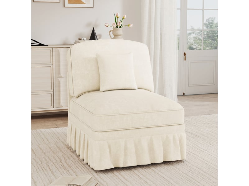  Canapé de salon, canapé chenille, en chenille, blanc, avec accoudoirs  - Conforama D