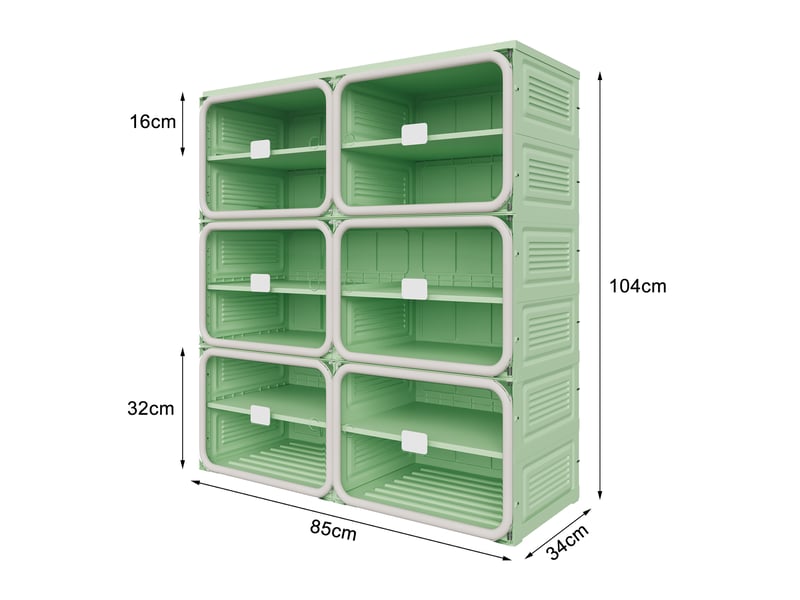  Meuble à chaussures pliable,85×34×104 cm,6 niveaux, 24 paires,porte transparente en pet,matériau pp,style moderne,vert  - Conforama C
