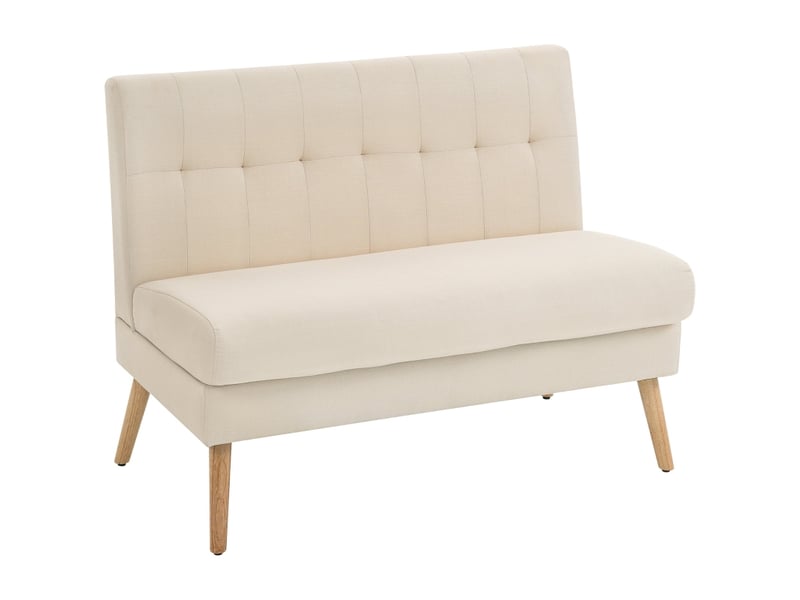  Canapé 2 places, canapé de salon; beige, en aspect lin, pieds bois  - Conforama C