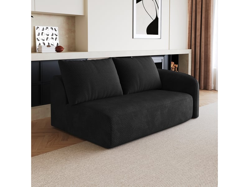 Canapé 2 places noir en tissu chenille 160 cm avec mousse haute résilience pour salon - Conforama D