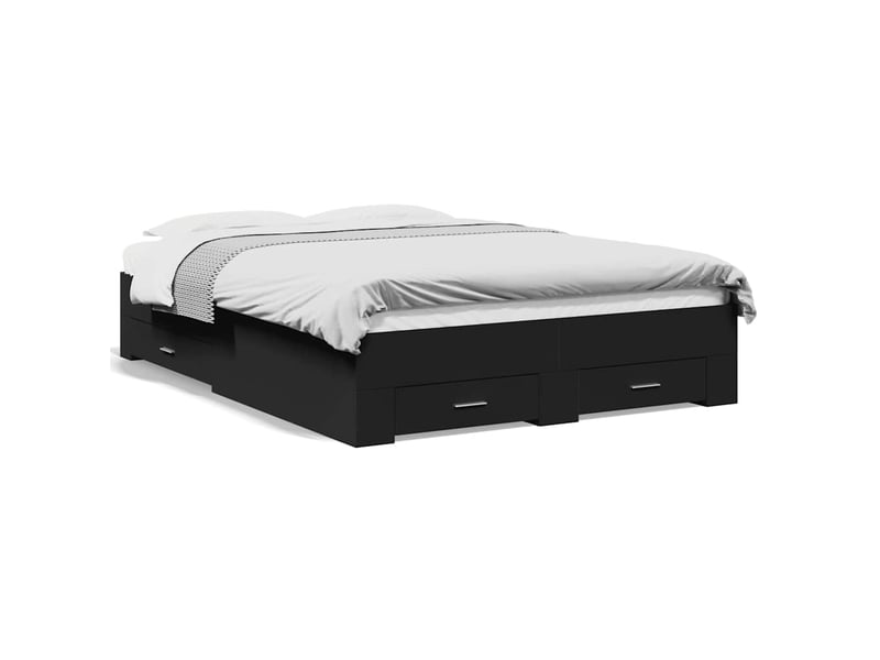  Lit double- lit adulte -  cadre de lit avec tiroirs sans matelas noir 135x190 cm  - Conforama A