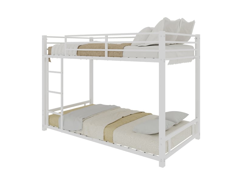  Lit superposé en métal 2 couchages 90x190 cm blanc  - Conforama A