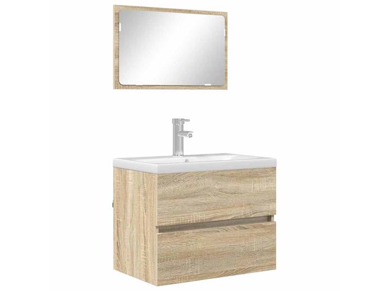 Ensemble de mobilier de salle de bain chêne sonoma shl5547 - Conforama C