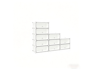 Meuble à chaussures modulable 10 compartiments avec portes - pp blanc 40 × 30 × 170 cm
