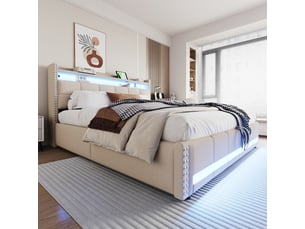 Lit 2 places 180x200 cm <strong></strong>  <strong></strong> coloris beige