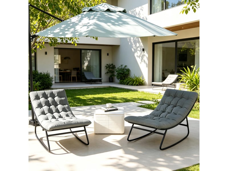  Lot de 2 fauteuils à bascule lounge confortables, design élégant et polyvalent  - Conforama E