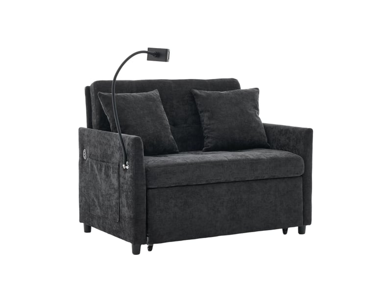 Canapé-lit convertible 1 place 109x82x82 cm avec usb noir  - Conforama A