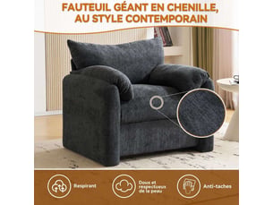 Fauteuil fixe  BLK Velours gris