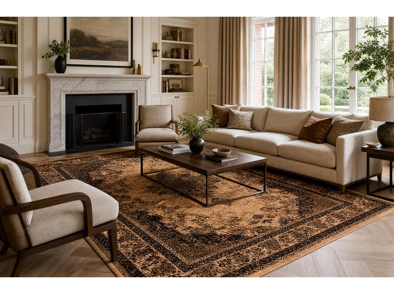  Tapis en laine kashqai 4355 100 oriental, cadre, ornement beige   vert 135x200 cm  - Conforama E
