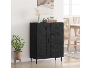 Buffet - bahut - meuble de rangement chêne noir 69,5 x 34 x 90 cm bois d'ingénierie et fer