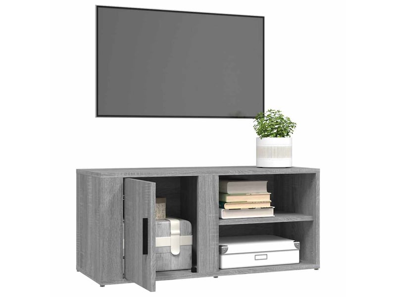  Lot de 2 meuble tv bas salon sonoma gris 80x31,5x36 cm bois d'ingénierie  - Conforama E
