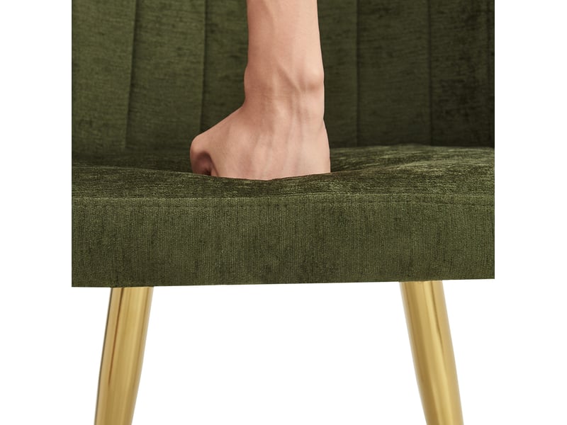  Lot de 4 chaises de salle à manger 58,5x62x78 cm rembourrées vertes pieds dorés  - Conforama E